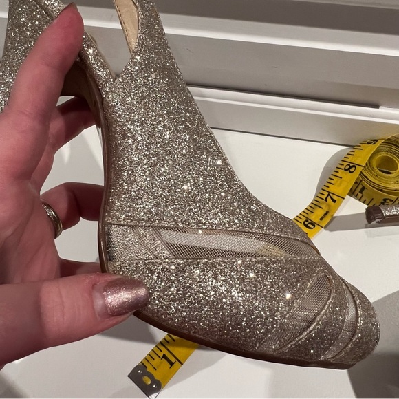 Lulu Townsend Gold Sparkle Heels Size 6 - Picture 9 of 11